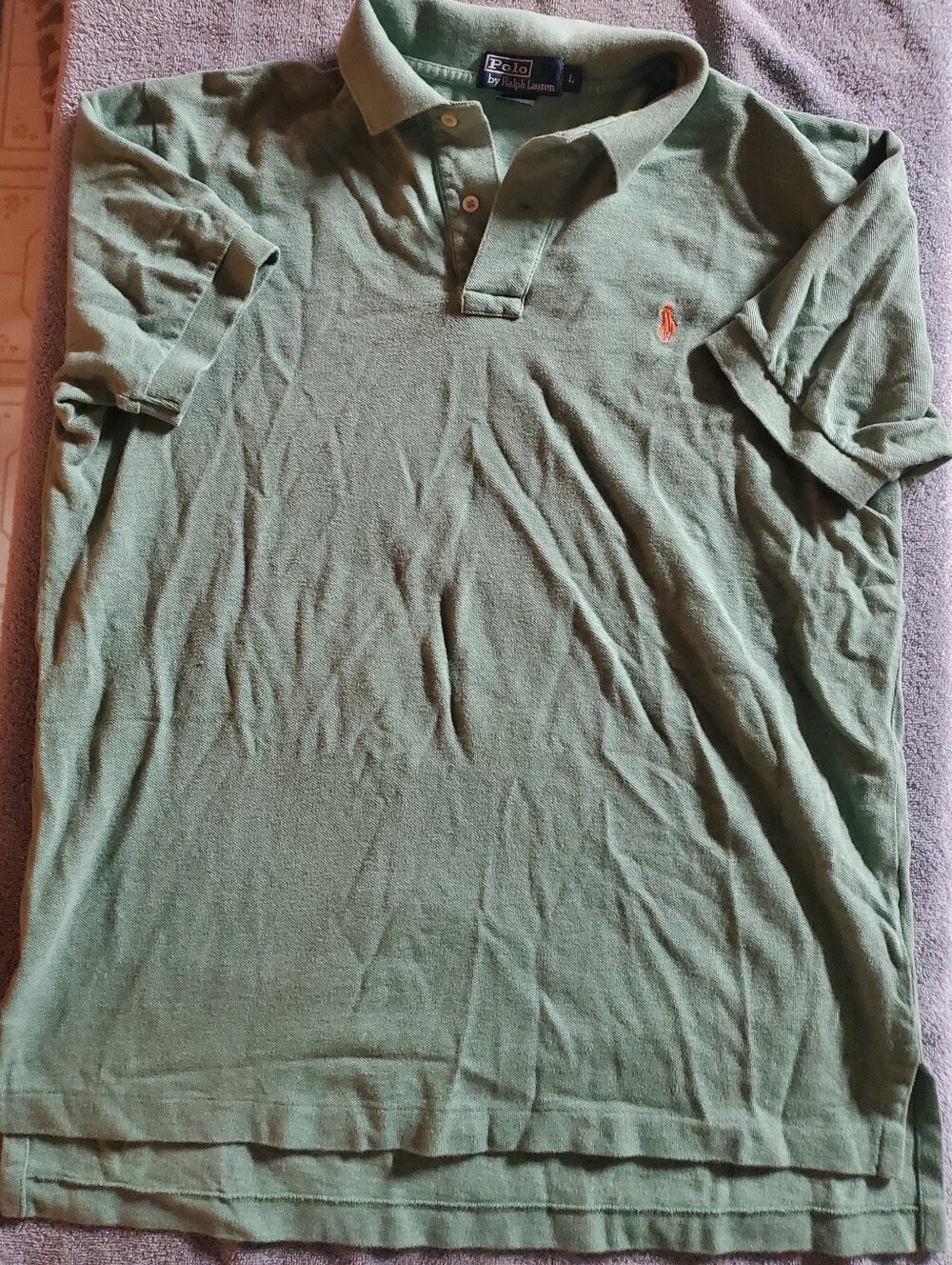 Polo by Ralph Lauren Green Polo Shirt with Orange Pony